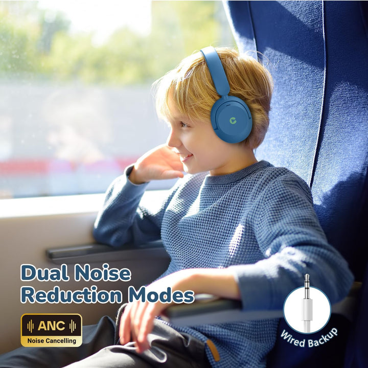 iClever Noise Cancelling Kopfhörer Kinder Bluetooth, 60H Spielzeit, 80dBA Sichere Lautstärke, Bequem