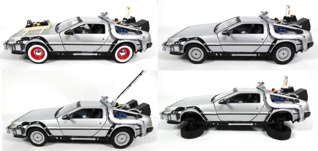 OPO 10 - Welly - Lot von 4 Delorean-Autos von Back to The Future - Filmen - Massstab 1:24 (Ref: L4)