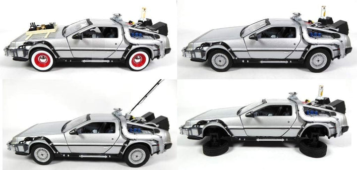 OPO 10 - Welly - Lot von 4 Delorean-Autos von Back to The Future - Filmen - Massstab 1:24 (Ref: L4)