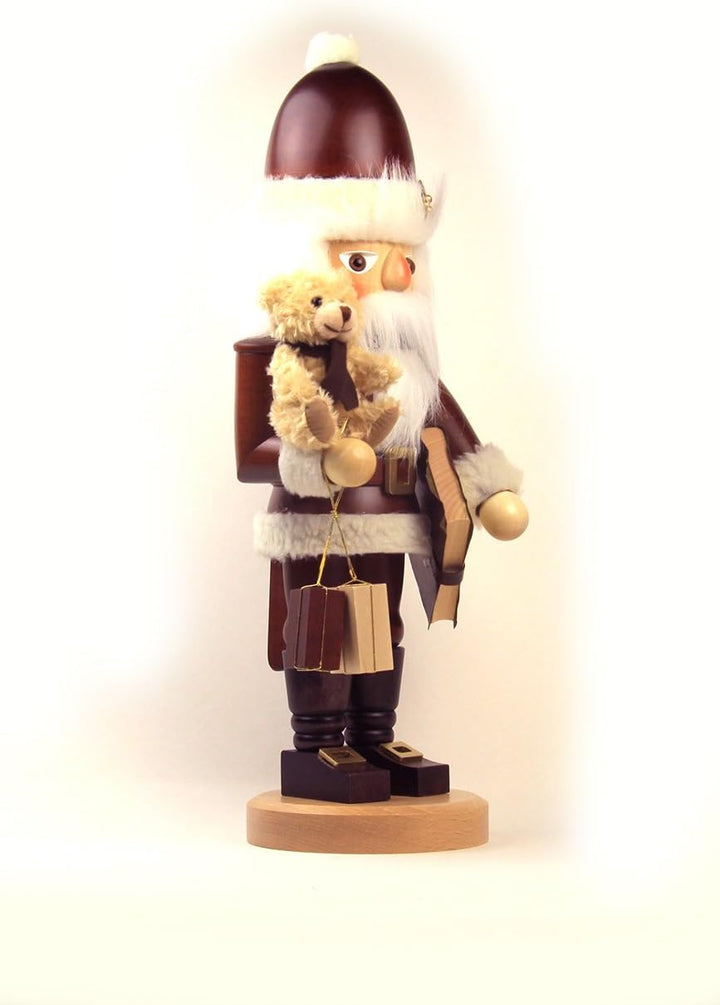 Christian Ulbricht Erzgebirge Nussknacker Weihnachtsmann mit Teddy nat