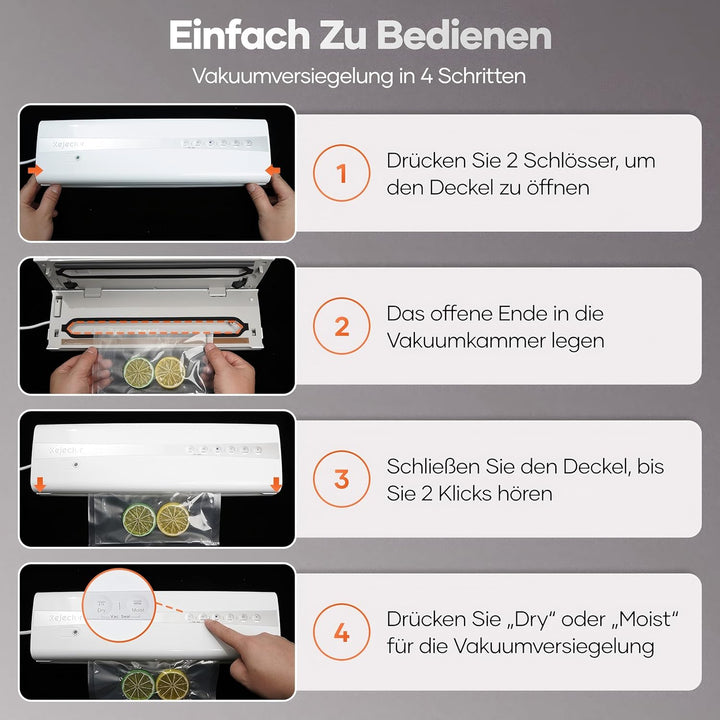 Vakuumiergerät mit Vakuumierbeuteln, kompaktes, vollautomatisches Trocken-/Feucht-Versiegelungsgerät