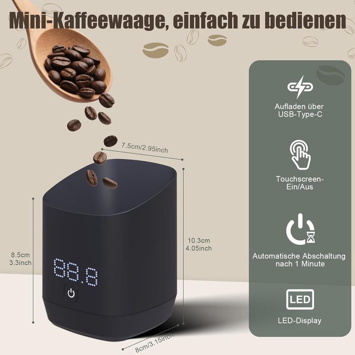 Digitale Kaffeewage mit LED-Display, Digitale Dosiermessbecher für Kaffeebohnen, Tee & Gewürze, Espr