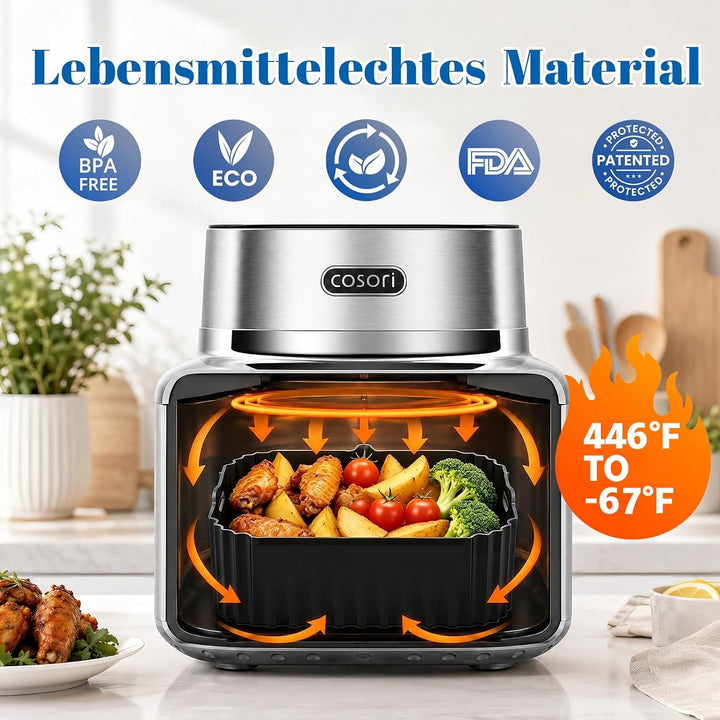 Airfryer Zubehör - Heissluftfritteuse Zubehör für COSORI Iconic Single 6,2L | SE601S, Silikonform He
