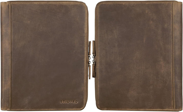 STILORD 'Ferris' Vintage Leder Dokumentenmappe - Perfekt für Arbeit, Büro & Meetings - Konferenzmapp