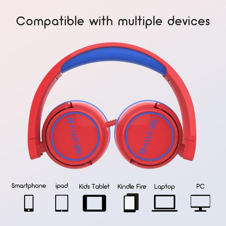 IMYB Kinder kopfhörer, Kopfhörer für Kinder mit Kabel, faltbar, Stereo Sound, Sichere Lautstärkebegr
