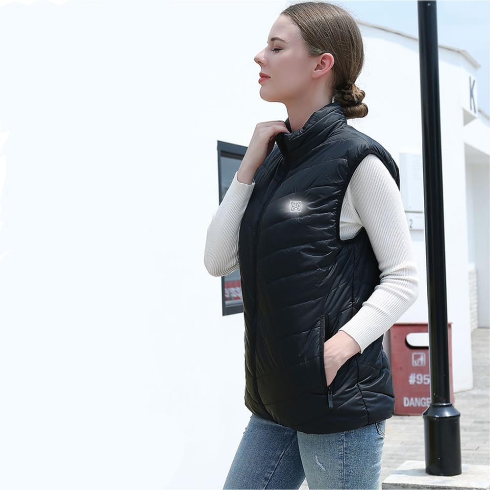 Monave Beheizbare Weste Damen Heizweste 9 Kohlefaser Heizkissen mit 3 Modi Beheizbare Jacke für Moto