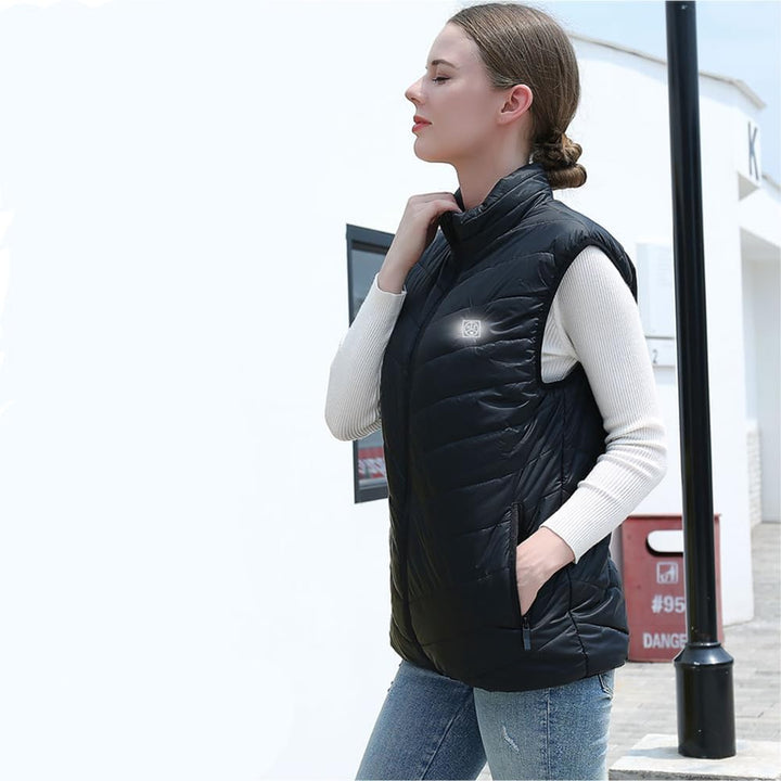 Monave Beheizbare Weste Damen Heizweste 9 Kohlefaser Heizkissen mit 3 Modi Beheizbare Jacke für Moto