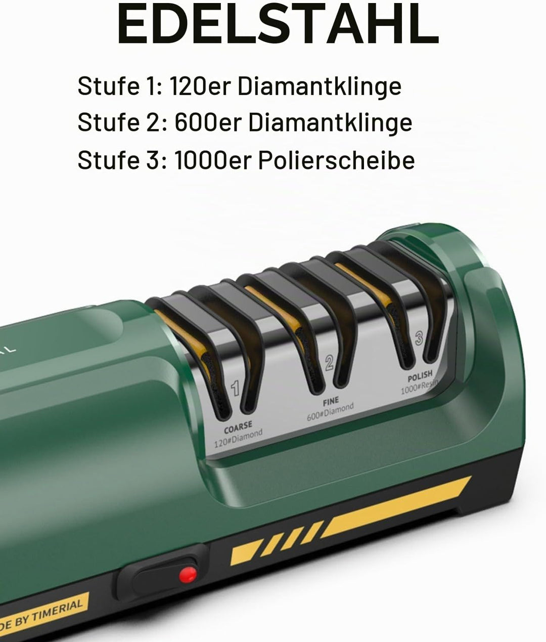 Elektrischer Messerschärfer 3 Stufen Diamantschleifscheiben 15° Präzisionswinkelführung, zum Schärfe