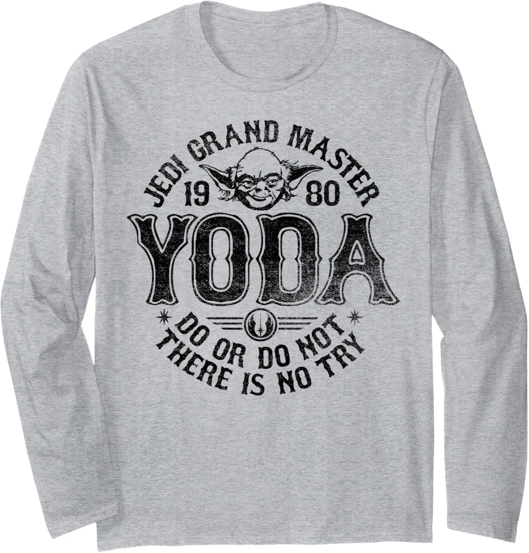 Star Wars Yoda Jedi Grand Master Circle Text Langarmshirt