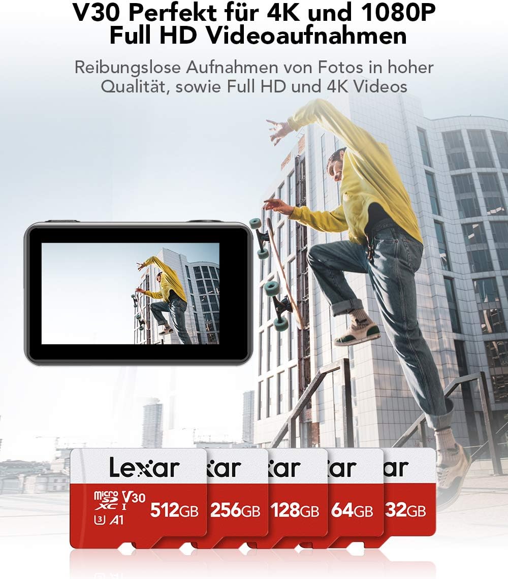 Lexar Micro SD Karte 32GB 2er Pack, Speicherkarte Micro SD mit SD Adapter, Bis zu 100 MB/s Lesegesch