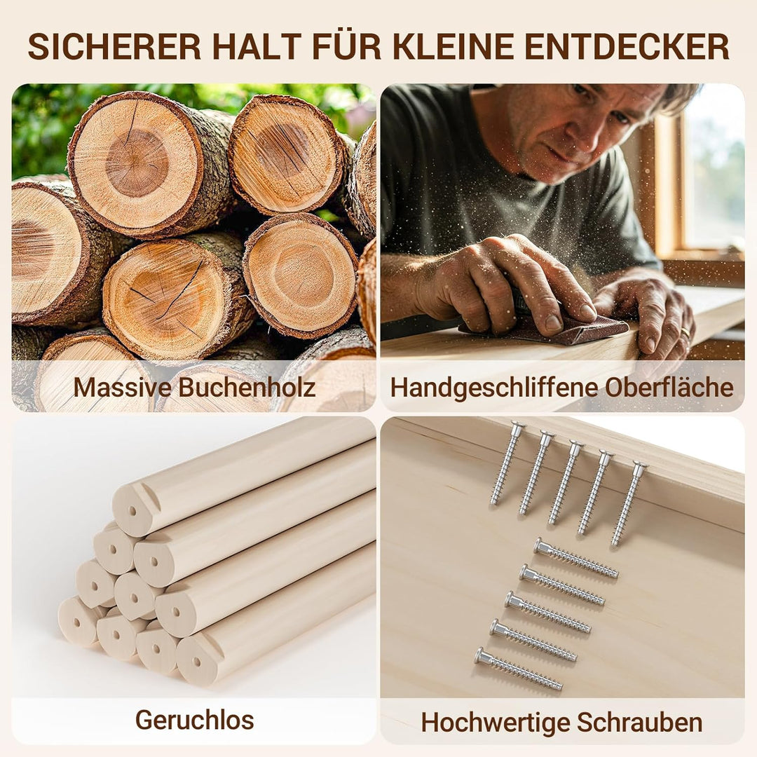 COSYLAND Klettergerüst Indoor L – Grosses Kletterdreieck Set mit Kletterbogen & Rutsche – 8-in-1 Mas