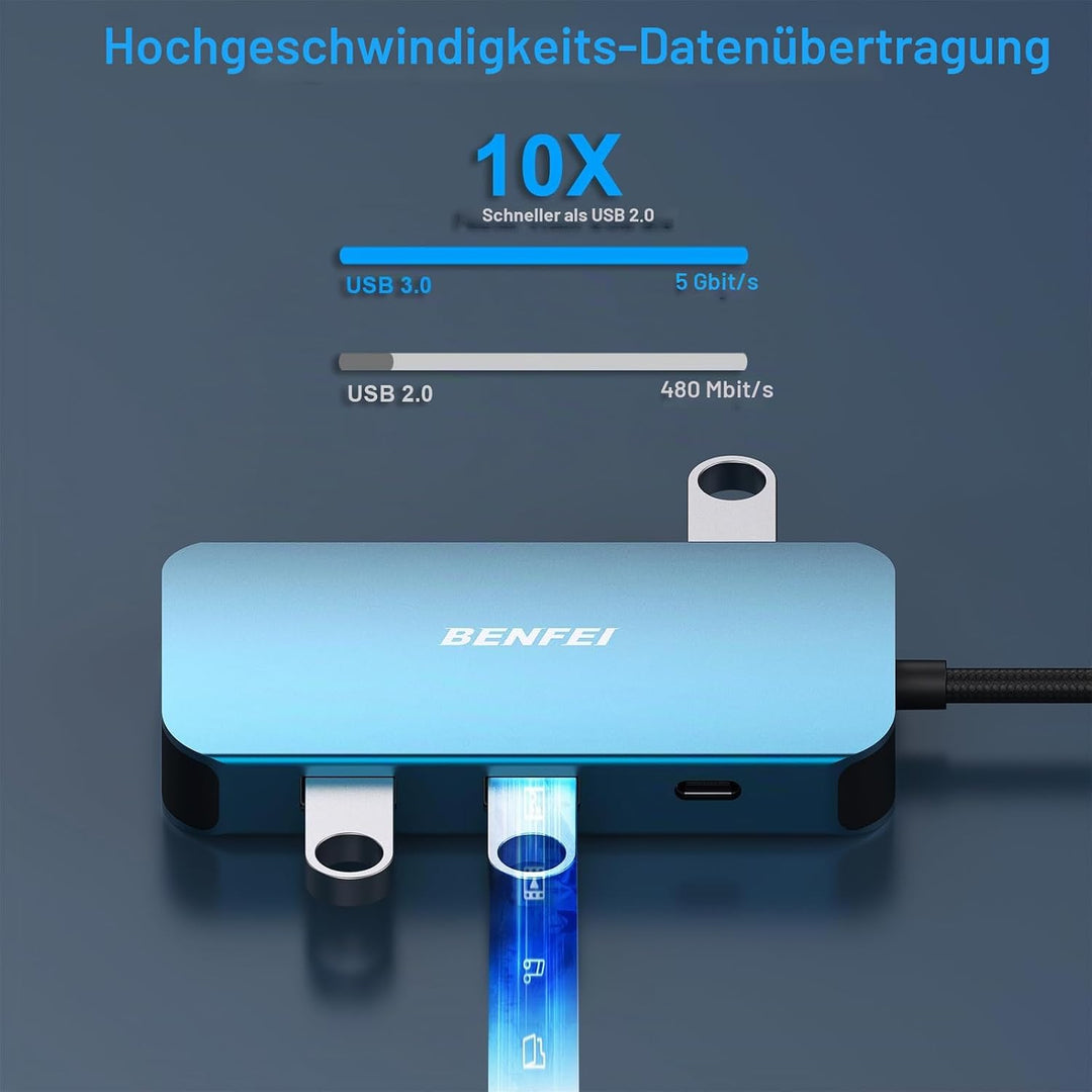 BENFEI USB C MST HUB 8-in-1, USB-C HUB mit USB-C zu 2*HDMI/1*VGA, USB-C zu 3*USB 3.0/100W Power Deli