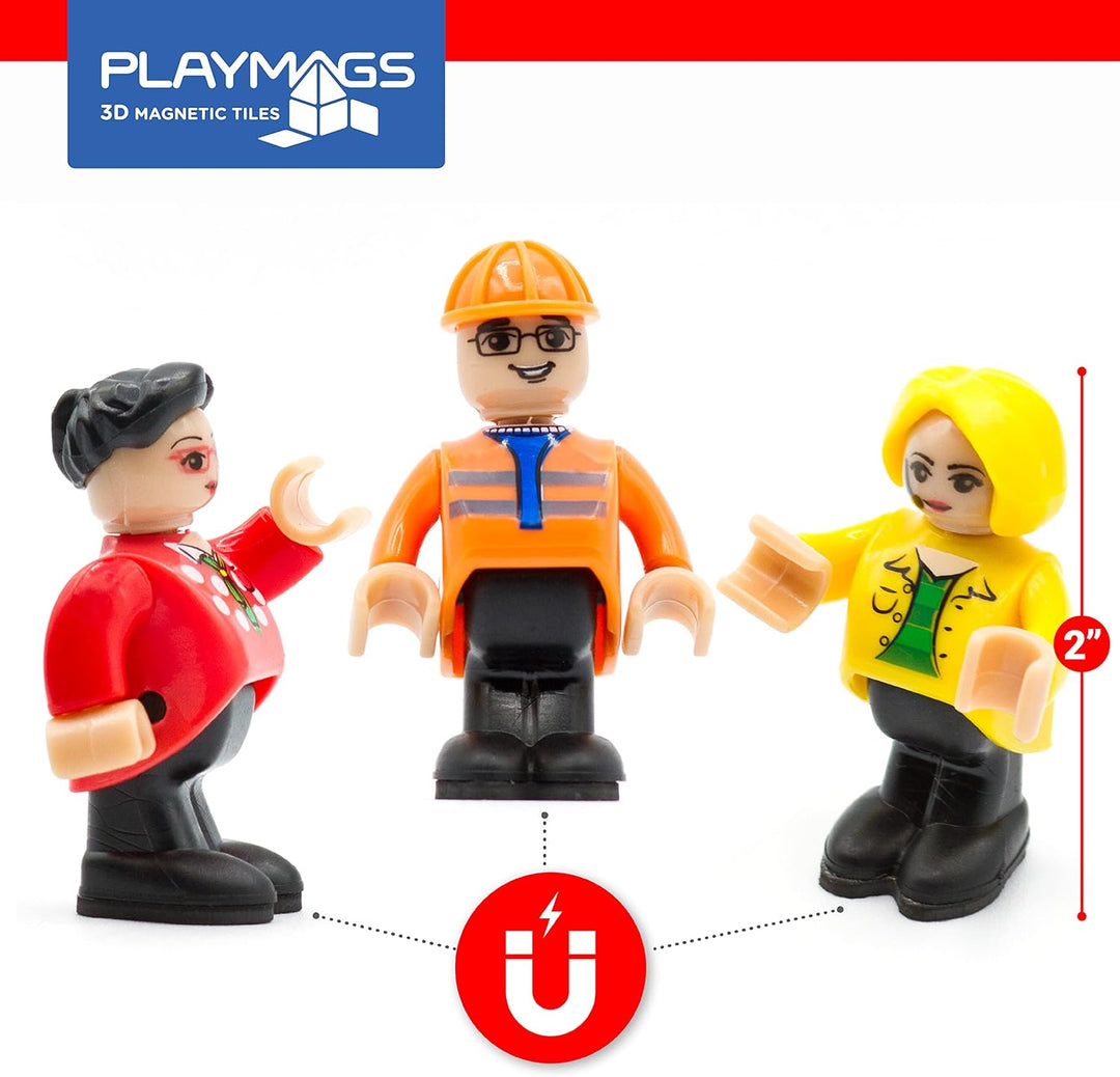 Playmags Magnetic Figures Community Figures Set von 15 - Spielleute Perfekt für Magnetfliesen - Mint
