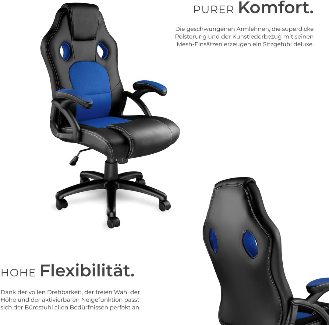 TecTake Sportsitz Chefsessel Stuhl ergonomischer Gaming Bürostuhl Racing Schalensitz - Diverse Farbe