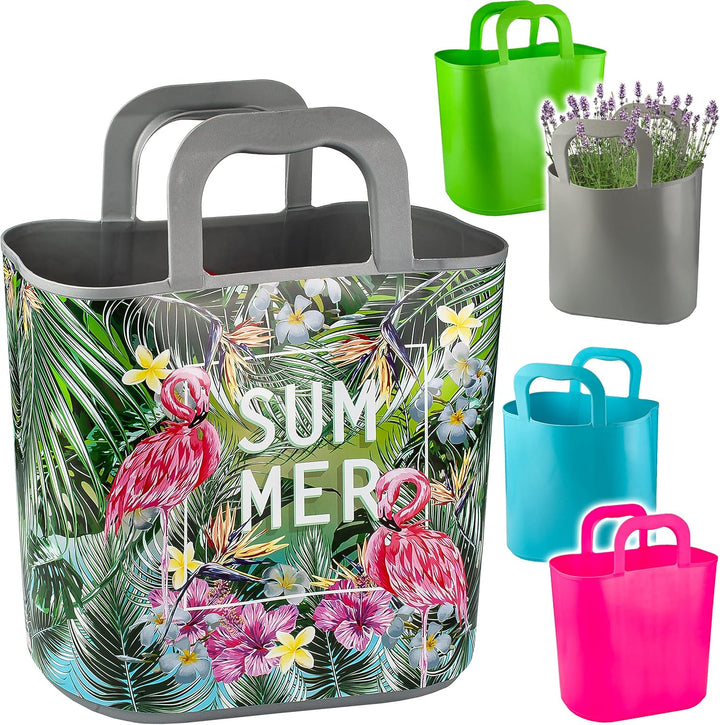 2 Stück Flexi & flexibel Modell + Farbwahl XL grosse - biegbare - Einkaufskörbe/Pflanztasche mit Hen