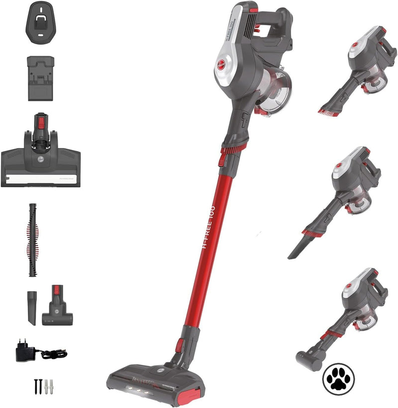 Hoover H-FREE 100 PETS Akku-Staubsauger ohne Beutel + Tierdüse – bis zu 40 Min. Laufzeit, kabelloser