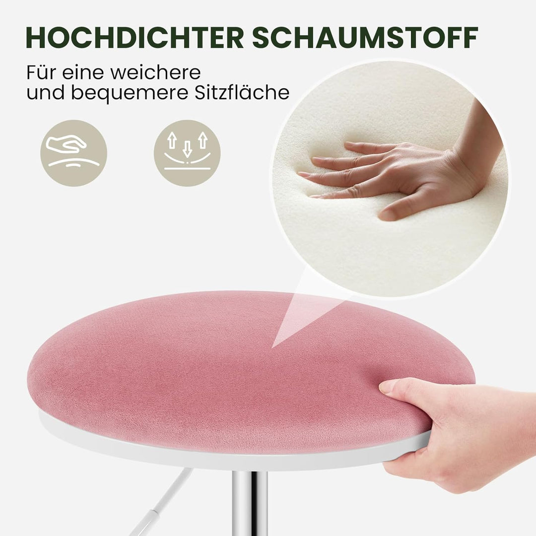 EUGAD Schminkhocker höhenverstellbar, Drehhocker mit Rollen, runder Hocker 360° drehbar, für Ankleid