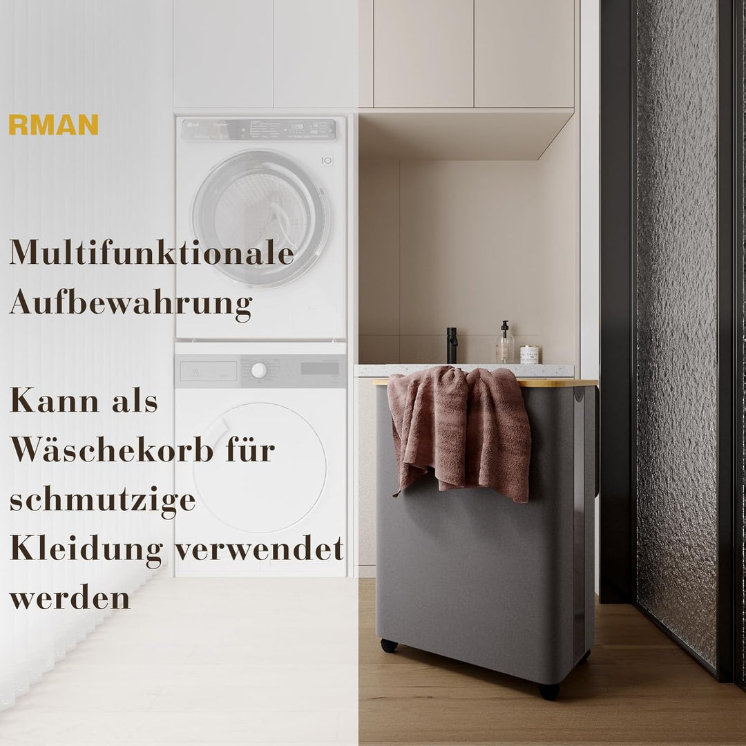 RMAN 160L Pfandflaschen Sammelbehälter mit 2 Fächern & Rollen – Grosser Leergutbehälter mit Deckel &