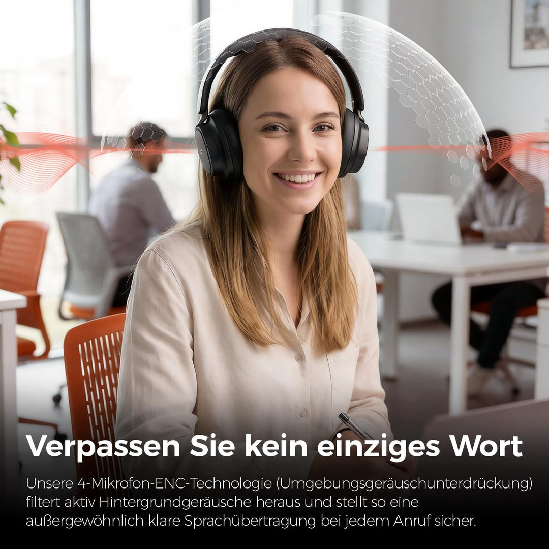 havit SPACE NC01H Hybrid Active Noise Cancelling Kopfhörer, Over Ear Bluetooth Kopfhörer mit 4 Mic E