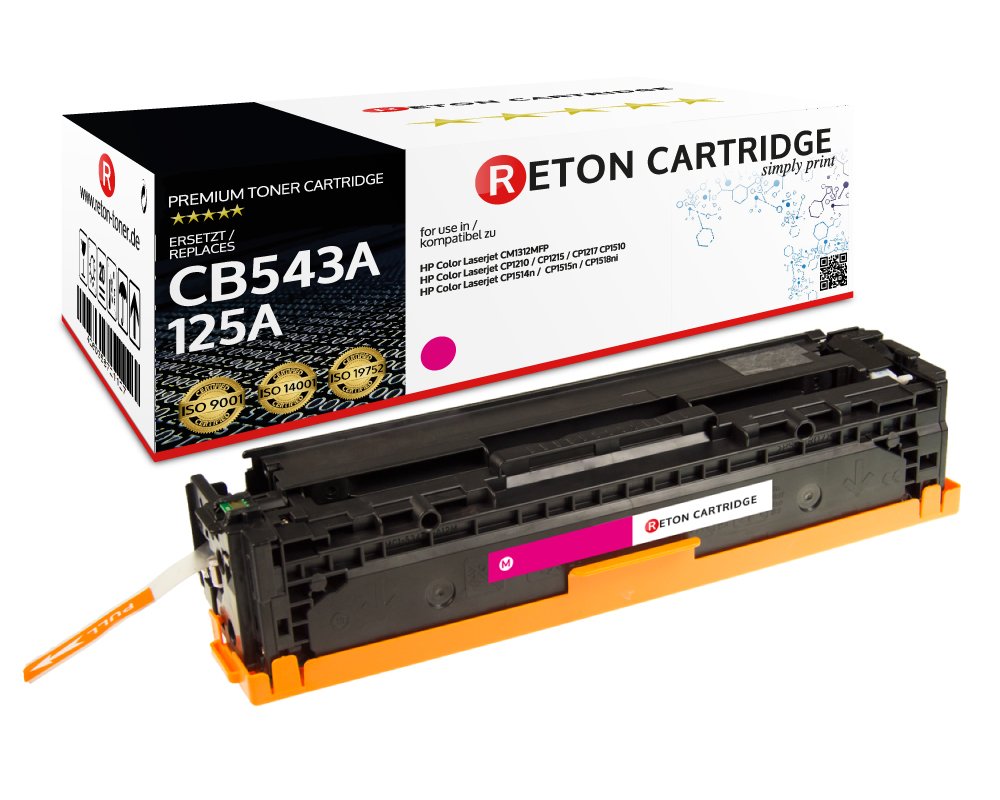 Reton Toner kompatibel Magenta für (CB543A) für HP 125A, Color Laserjet, CP1515, CP1515N, CP1515NI,