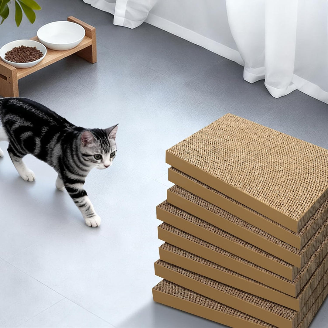 Katzenkratzbrett 8er-Pack, Ersatz-Kratzpads aus Wellpappe für Wohnungskatzen und Kitten, grosse Katz