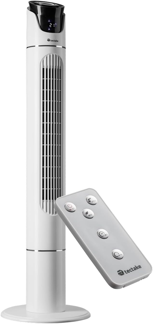 tectake® Ventilator gross mit Fernbedienung, Ventilator oszillierend mit 3 Geschwindigkeitsstufen, T