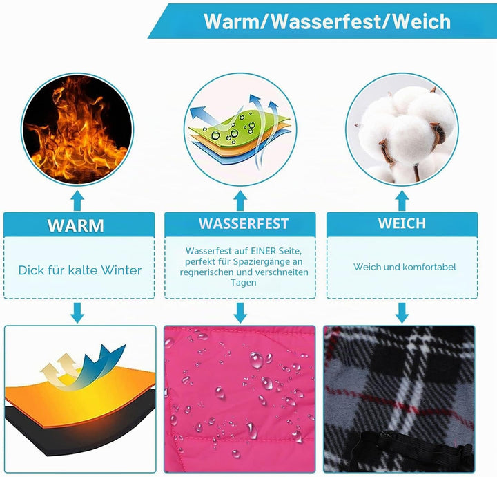 Pethiy -Super Warm Hunde wintermäntel mit Geschirr, Hundejacke mit Innenfleece, wasserdichte Kleine