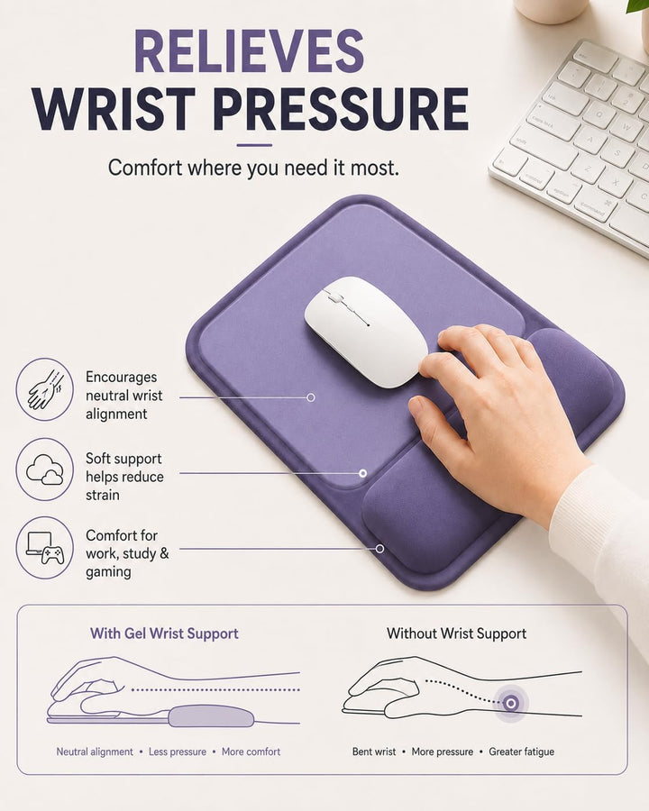 Mauspad mit gelkissen Handgelenkauflage,mousepad ergonomisch Vertieftes Anti-Druck Design, Rutschfes
