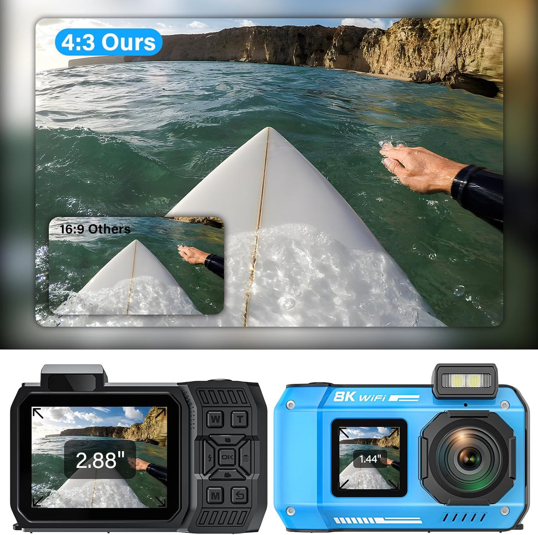 Digitalkamera, Yixinxin 8K Unterwasserkamera, 70MP Autofokus 33FT WiFi Digitalkamera wasserdichte mi