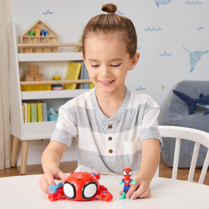Marvel Spidey und Seine Super-Freunde – Water-Webs Spidey Spielzeug mit 7,6cm Figur & U-Boot – Farbw