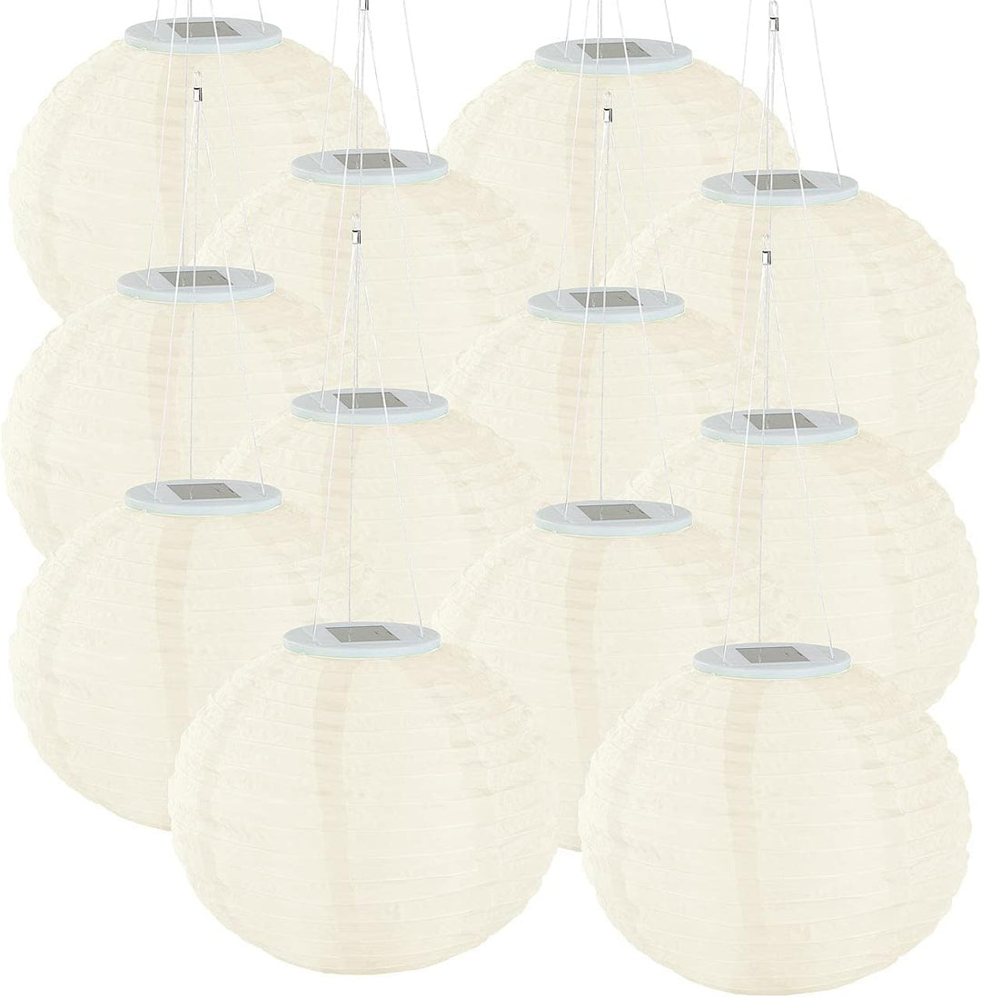 Lunartec Solar Lampions warmweiss: 12er-Set Solar-LED-Lampions, LEDs, Dämmerungs-Sensor, IP44, Ø 30