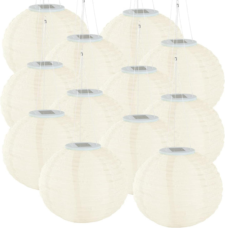 Lunartec Solar Lampions warmweiss: 12er-Set Solar-LED-Lampions, LEDs, Dämmerungs-Sensor, IP44, Ø 30