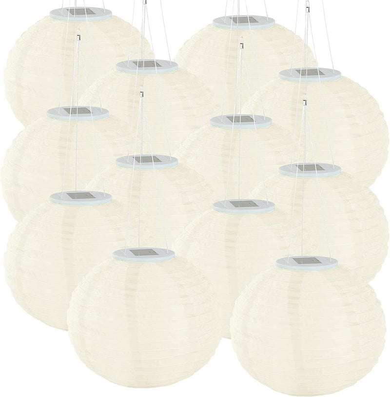 Lunartec Solar Lampions warmweiss: 12er-Set Solar-LED-Lampions, LEDs, Dämmerungs-Sensor, IP44, Ø 30