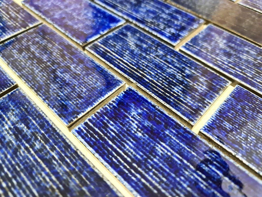 Keramik Mosaikplatte Verbund blau glänzend 10 Matten
