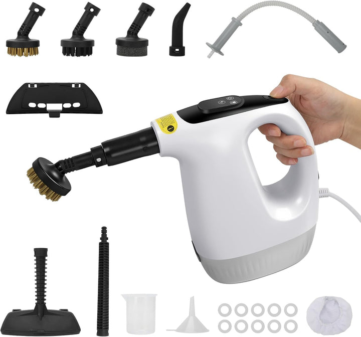 Roadtime 1200W Handdampfreiniger,500 ml Druck-Mehrzweckdampfreiniger mit 9 Zubehör,120℃ chemikalienf