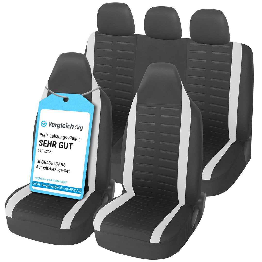 Upgrade4cars Autositzbezüge Set für Pilotensitze | Autositzbezug Komplettset in Weiss | Autoschonbez