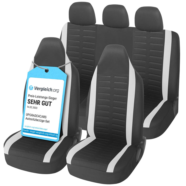 Upgrade4cars Autositzbezüge Set für Pilotensitze | Autositzbezug Komplettset in Weiss | Autoschonbez