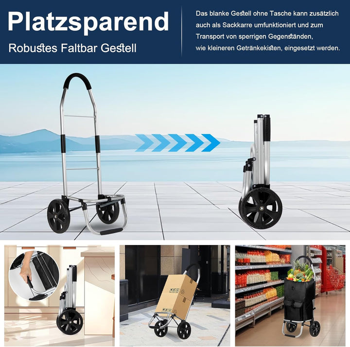 Einkaufstrolley, HOMELUX klappbar, Stabiler Einkaufswagen, grosse Kapazität 41 L, multifunktional, H