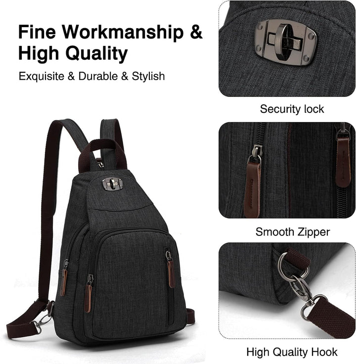 FANDARE Retro Brusttasche Sling Bag Klein Rucksack Schulranzen Umhängetasche Schulrucksack Sporttasc
