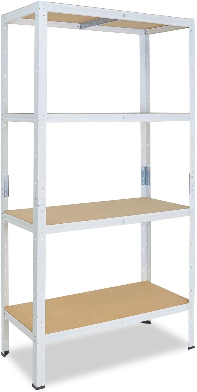 shelfplaza® 155x30x40cm Home Schwerlastregal weiss/Metallregal mit 4 Böden/Kellerregal Metall, Garag