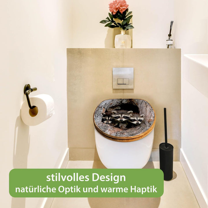 banjado Design WC Sitz Bambus Absenkautomatik 45,8x37,5cm - Toilettendeckel mit Absenkautomatik Holz