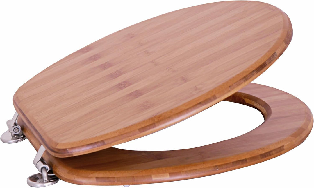 MSV WC Sitz Toilettendeckel Bambus "Bamboo" Scharniere aus Edelstahl - hochwertige und stabile Quali