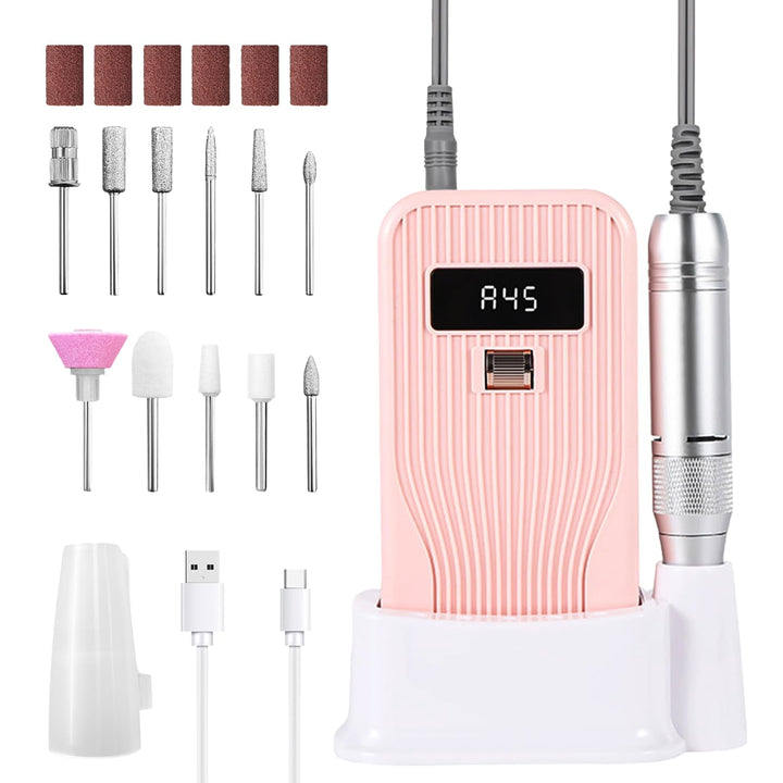 Nagelfräser 45000 U/min Professionell, 11-in-1 nagelfräser für gelnägel Set mit LCD-Display, Nagelfe