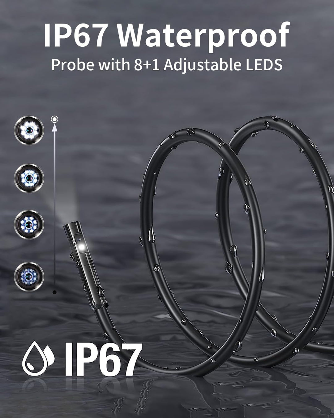 Dual Lens Endoskopkamera, 1080P HD Endoskop-Kamera mit Licht Handy Wasserdichtes Ip67 Kein WLAN Erfo