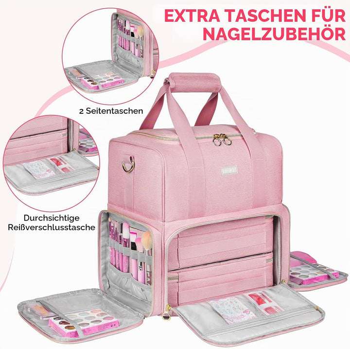 Nagellack Organizer Tasche,Doppelschichtige Nagellack Aufbewahrung Tasche für 80 Flaschen (15 ml) un
