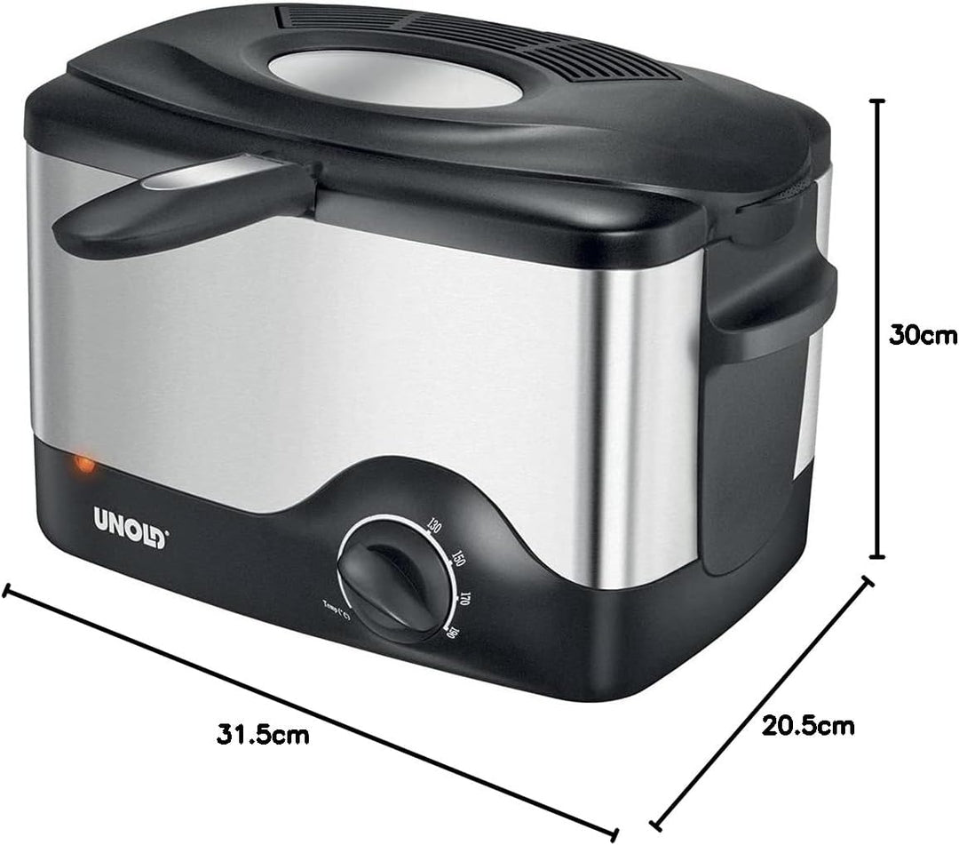 Unold 58615 Fritteuse Kompakt Füllmenge ca. 1,5l für ca. 500g Pommes Frites Cool-Touch- Gehäuse aus