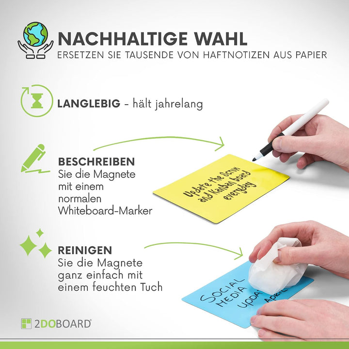 Beschreibbare Magnete 15 x 10 cm für Kanban Board oder Scrum Tafel - 25 Stück - Blau - Scrum Karten