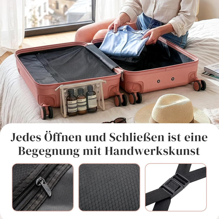 LEADZM Kofferset 4 teilig Hartschale mit verstärkten Ecken, Reisekoffer mit Rollen Gross, Handgepäck