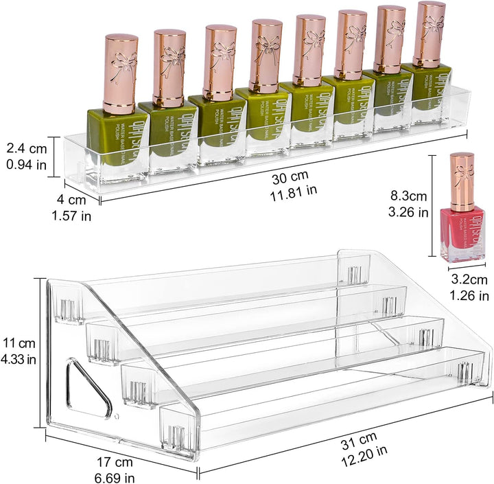 JessLab Nagellack Aufbewahrung, 4-Stufige Klarer Acryl Nagellack Halter Åtherische Öle Kosmetik Vitr