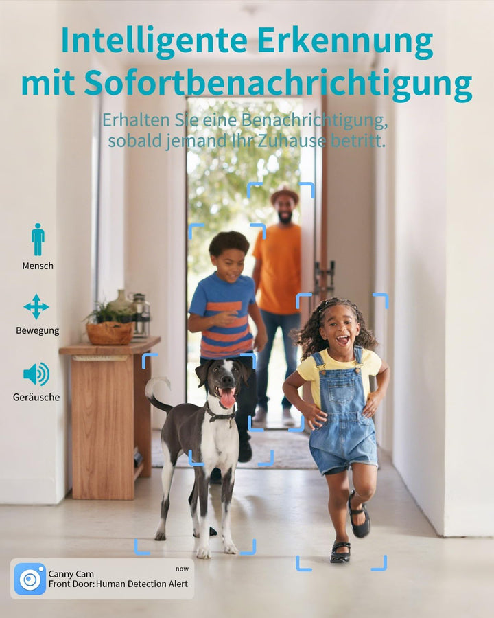 VIM TAG 2,5K Überwachungskamera Innen,5G WLAN Innenkamera, 360° Kamera Überwachung Indoor,AI-Bewegun
